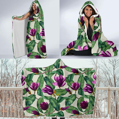 Magnolia Pattern Print Design MAG07 Hooded Blanket-JORJUNE.COM