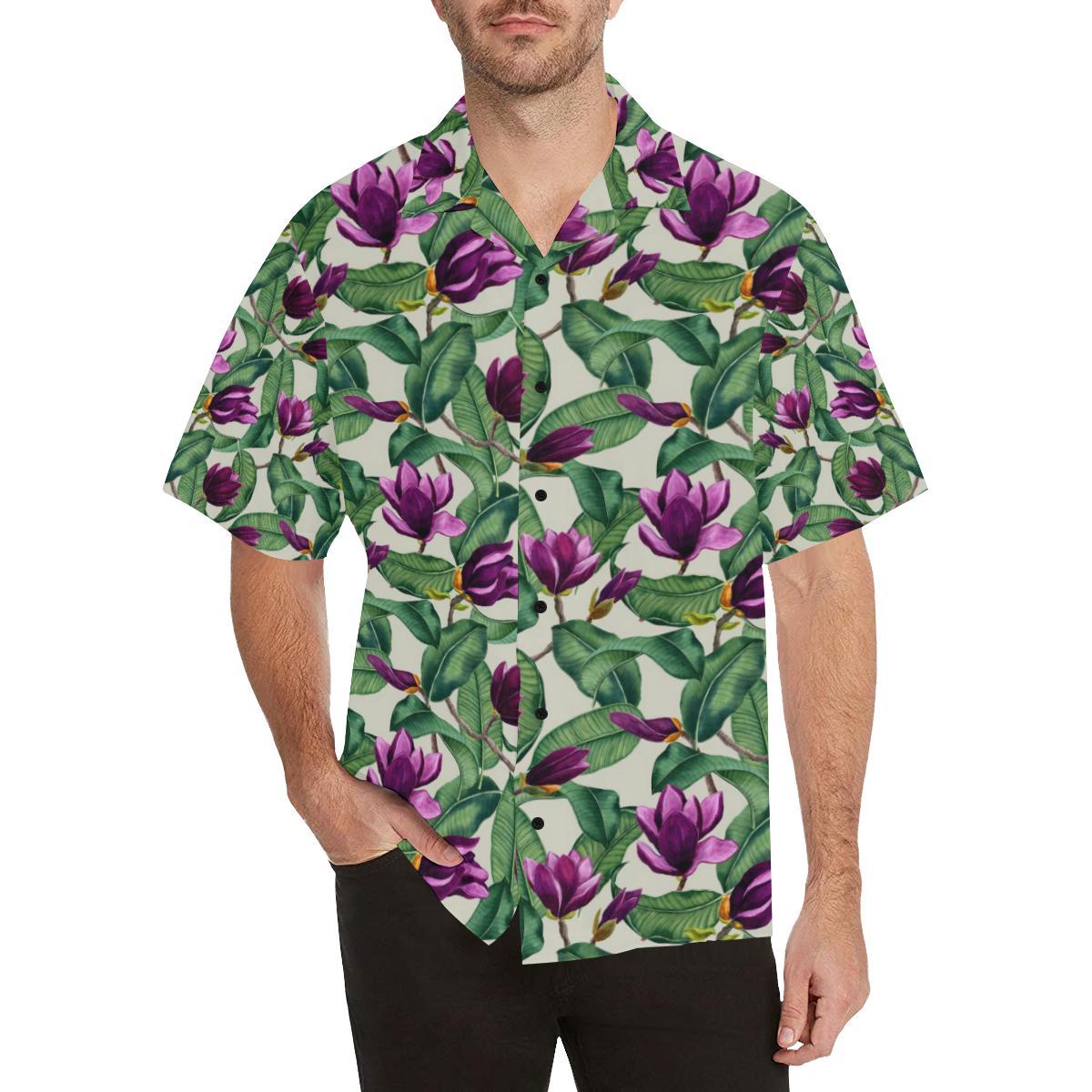 Magnolia Pattern Print Design MAG07 Men Hawaiian Shirt-JorJune