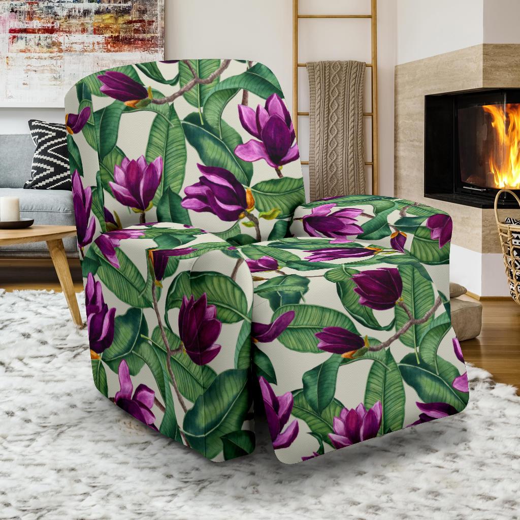 Magnolia Pattern Print Design MAG07 Recliner Slipcover-JORJUNE.COM