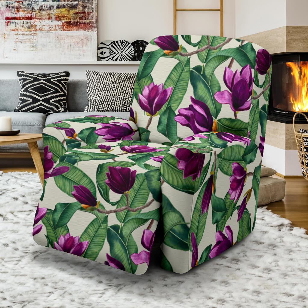 Magnolia Pattern Print Design MAG07 Recliner Slipcover-JORJUNE.COM