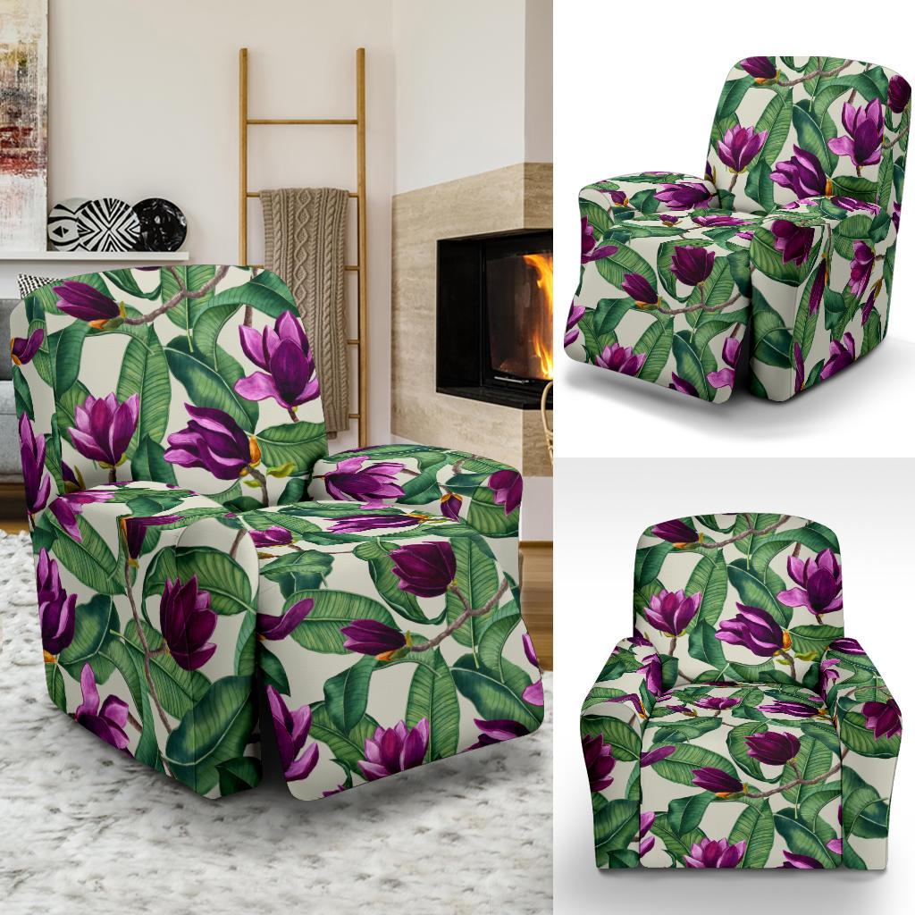 Magnolia Pattern Print Design MAG07 Recliner Slipcover-JORJUNE.COM