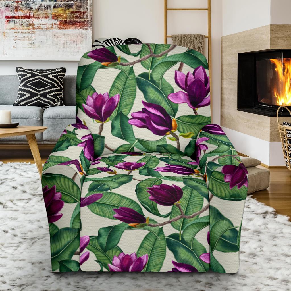 Magnolia Pattern Print Design MAG07 Recliner Slipcover-JORJUNE.COM