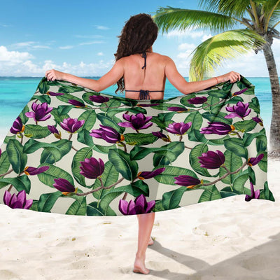 Magnolia Pattern Print Design MAG07 Sarong Pareo Wrap-JORJUNE.COM