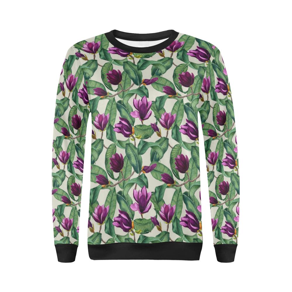 Magnolia Pattern Print Design MAG07 Women Long Sleeve Sweatshirt-JorJune