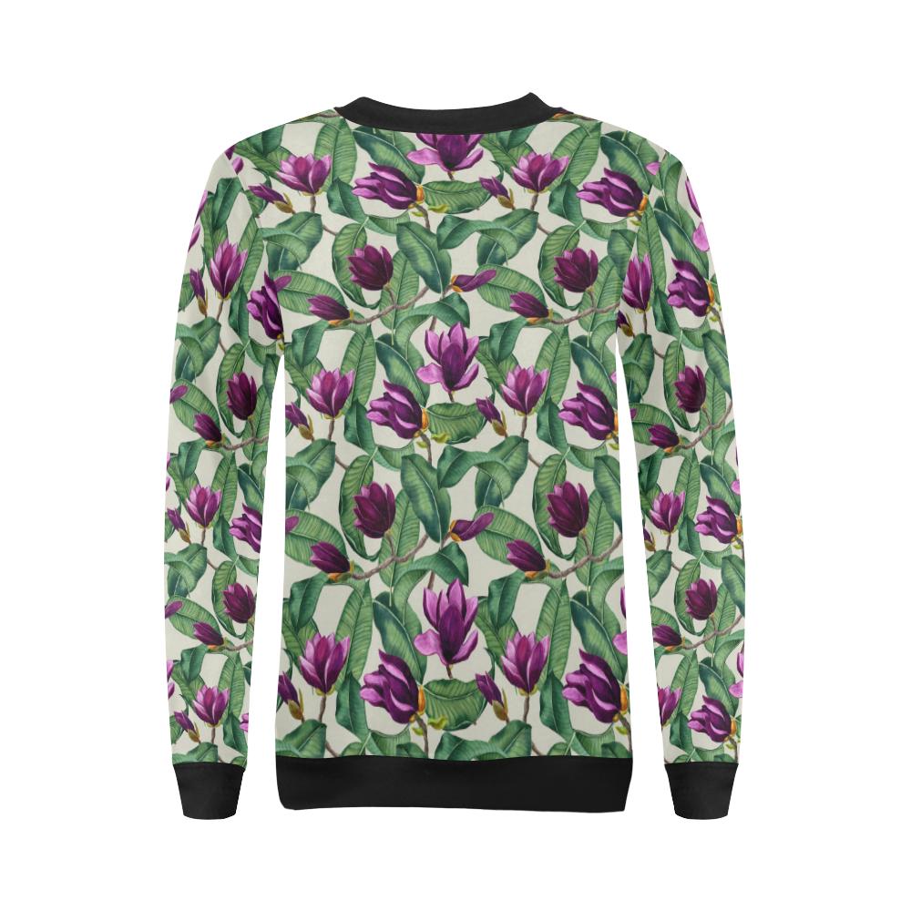 Magnolia Pattern Print Design MAG07 Women Long Sleeve Sweatshirt-JorJune