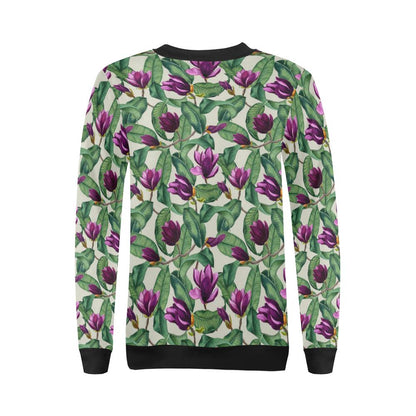 Magnolia Pattern Print Design MAG07 Women Long Sleeve Sweatshirt-JorJune