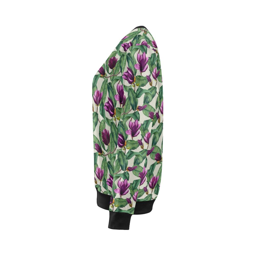 Magnolia Pattern Print Design MAG07 Women Long Sleeve Sweatshirt-JorJune