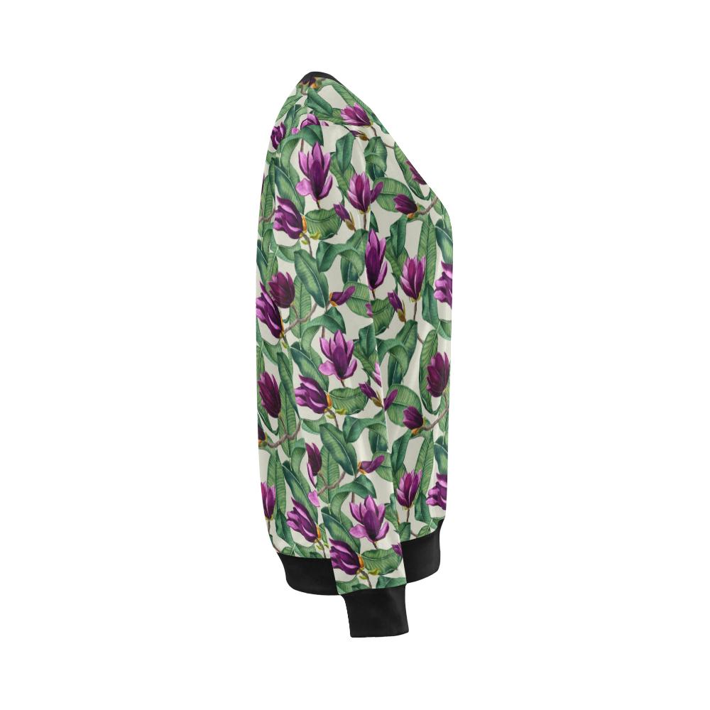 Magnolia Pattern Print Design MAG07 Women Long Sleeve Sweatshirt-JorJune