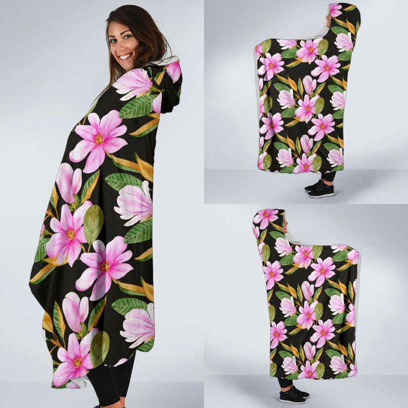 Magnolia Pattern Print Design MAG08 Hooded Blanket-JORJUNE.COM