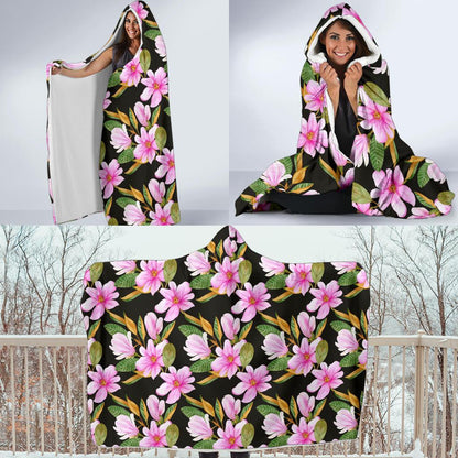 Magnolia Pattern Print Design MAG08 Hooded Blanket-JORJUNE.COM