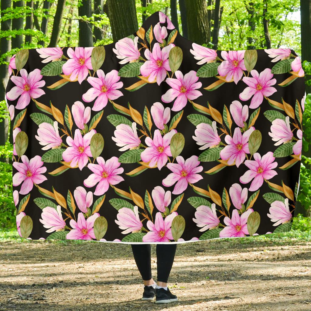 Magnolia Pattern Print Design MAG08 Hooded Blanket-JORJUNE.COM