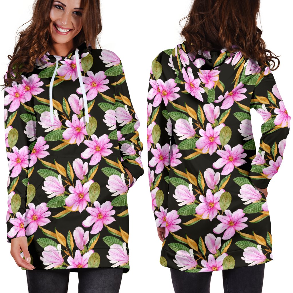 Magnolia Pattern Print Design MAG08 Women Hoodie Dress