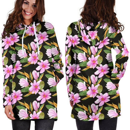 Magnolia Pattern Print Design MAG08 Women Hoodie Dress