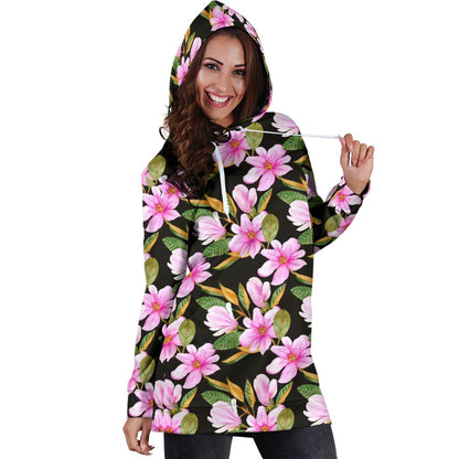 Magnolia Pattern Print Design MAG08 Women Hoodie Dress