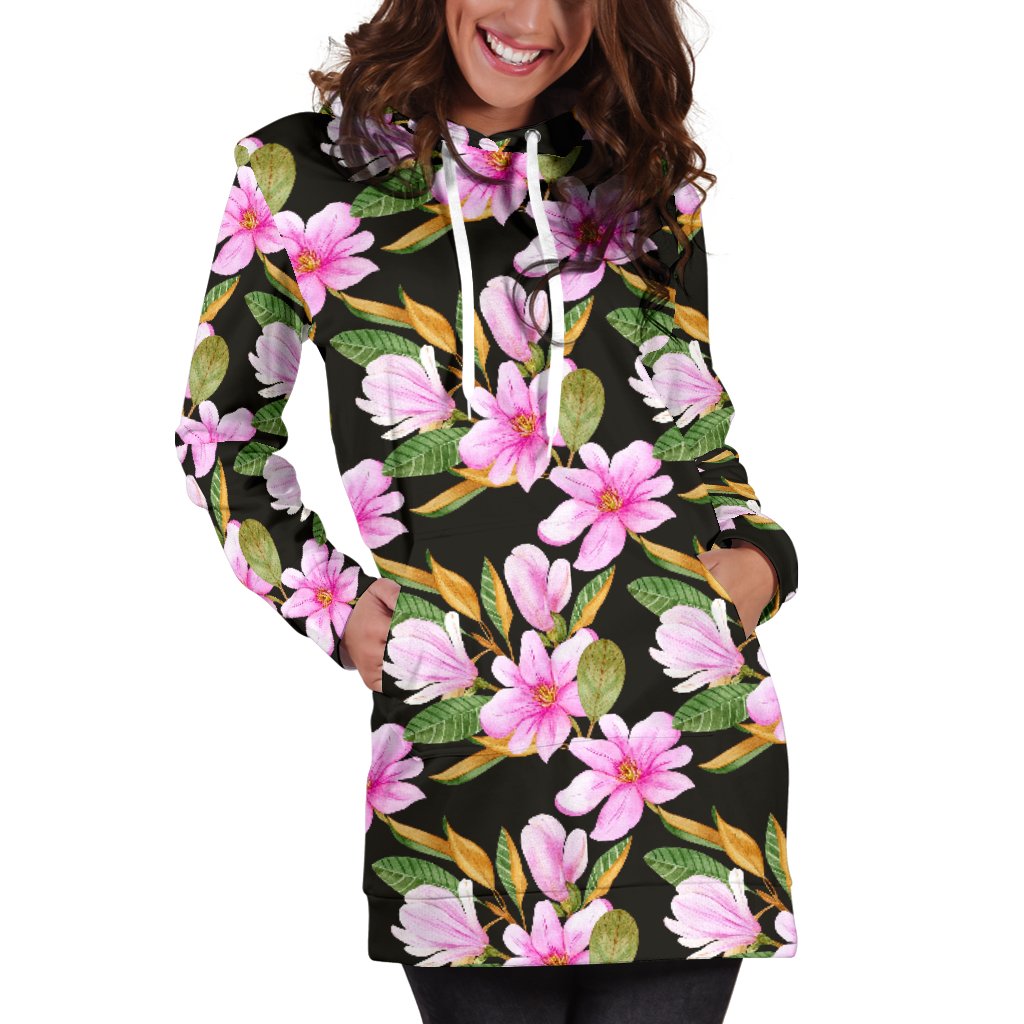 Magnolia Pattern Print Design MAG08 Women Hoodie Dress