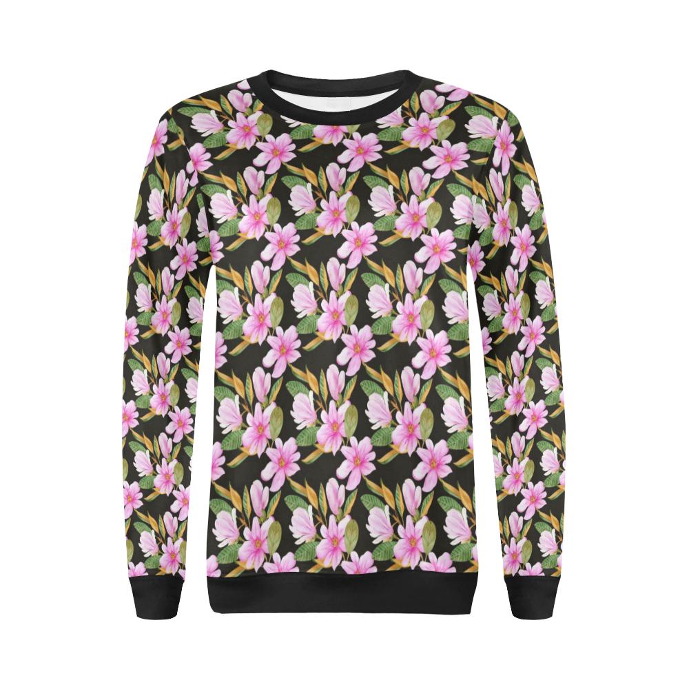 Magnolia Pattern Print Design MAG08 Women Long Sleeve Sweatshirt-JorJune