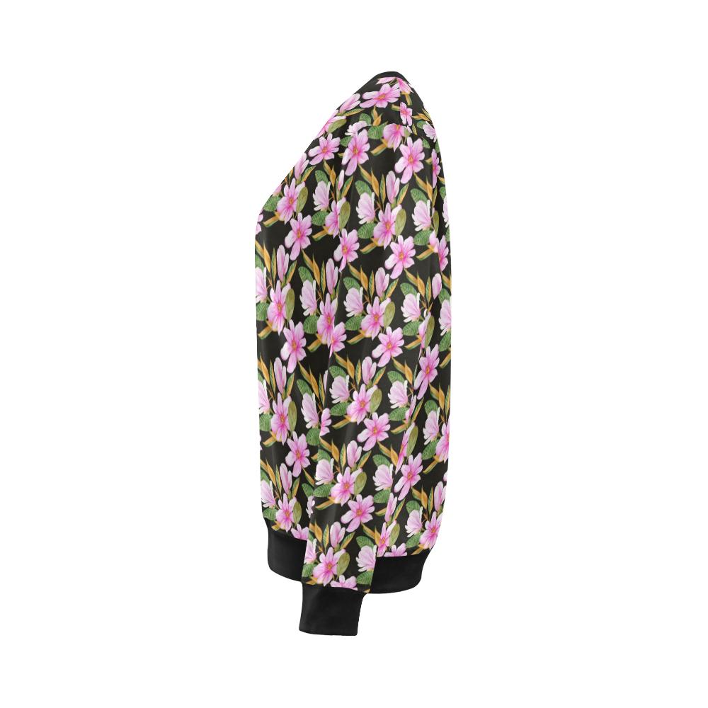 Magnolia Pattern Print Design MAG08 Women Long Sleeve Sweatshirt-JorJune