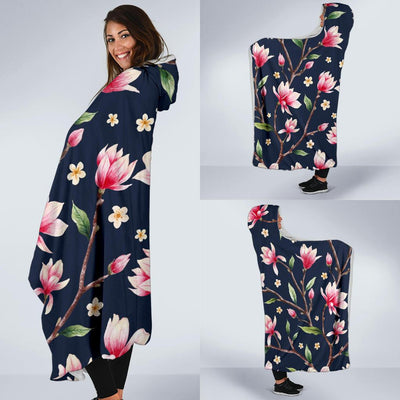 Magnolia Pattern Print Design MAG09 Hooded Blanket-JORJUNE.COM
