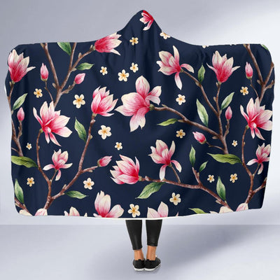 Magnolia Pattern Print Design MAG09 Hooded Blanket-JORJUNE.COM