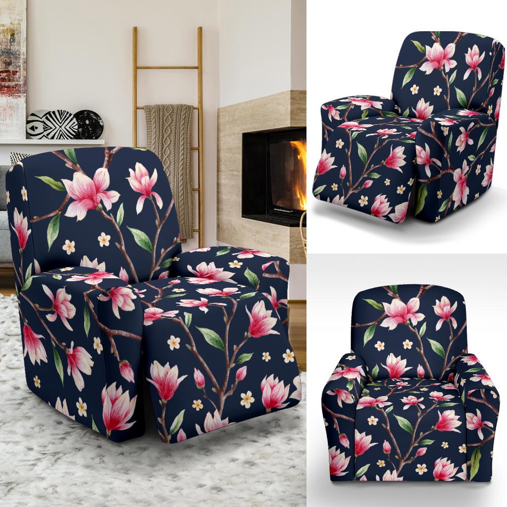 Magnolia Pattern Print Design MAG09 Recliner Slipcover-JORJUNE.COM