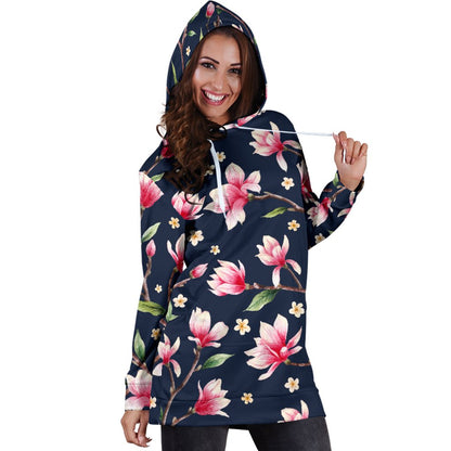 Magnolia Pattern Print Design MAG09 Women Hoodie Dress