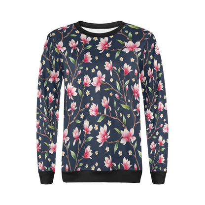 Magnolia Pattern Print Design MAG09 Women Long Sleeve Sweatshirt-JorJune