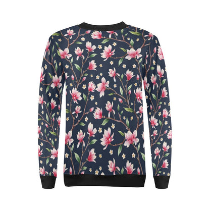 Magnolia Pattern Print Design MAG09 Women Long Sleeve Sweatshirt-JorJune