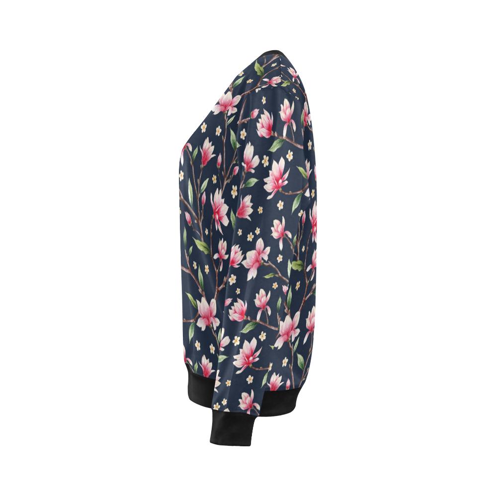 Magnolia Pattern Print Design MAG09 Women Long Sleeve Sweatshirt-JorJune
