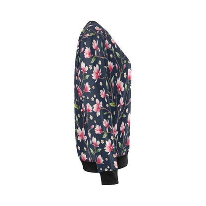Magnolia Pattern Print Design MAG09 Women Long Sleeve Sweatshirt-JorJune