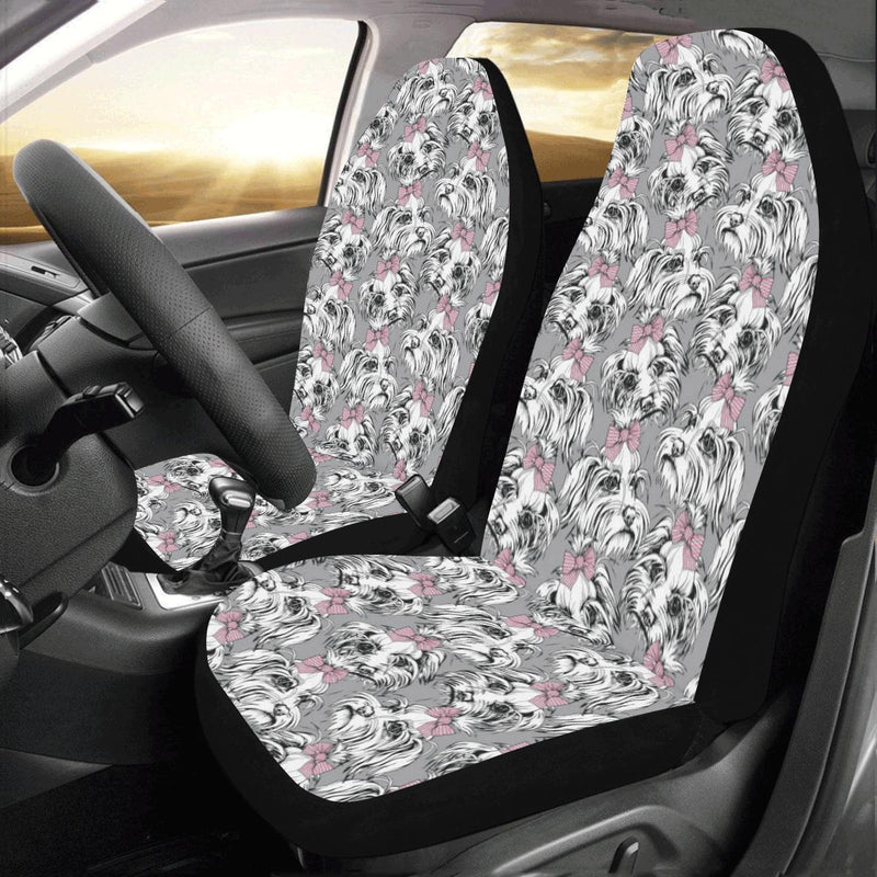 Maltese Pattern Print Design 01 Car Seat Covers (Set of 2)-JORJUNE.COM