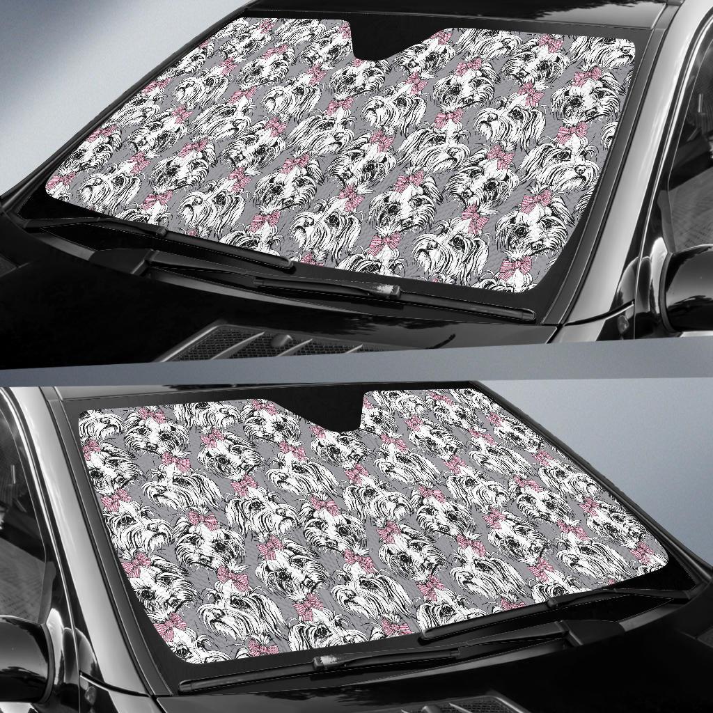 Maltese Pattern Print Design 01 Car Sun Shades-JORJUNE.COM