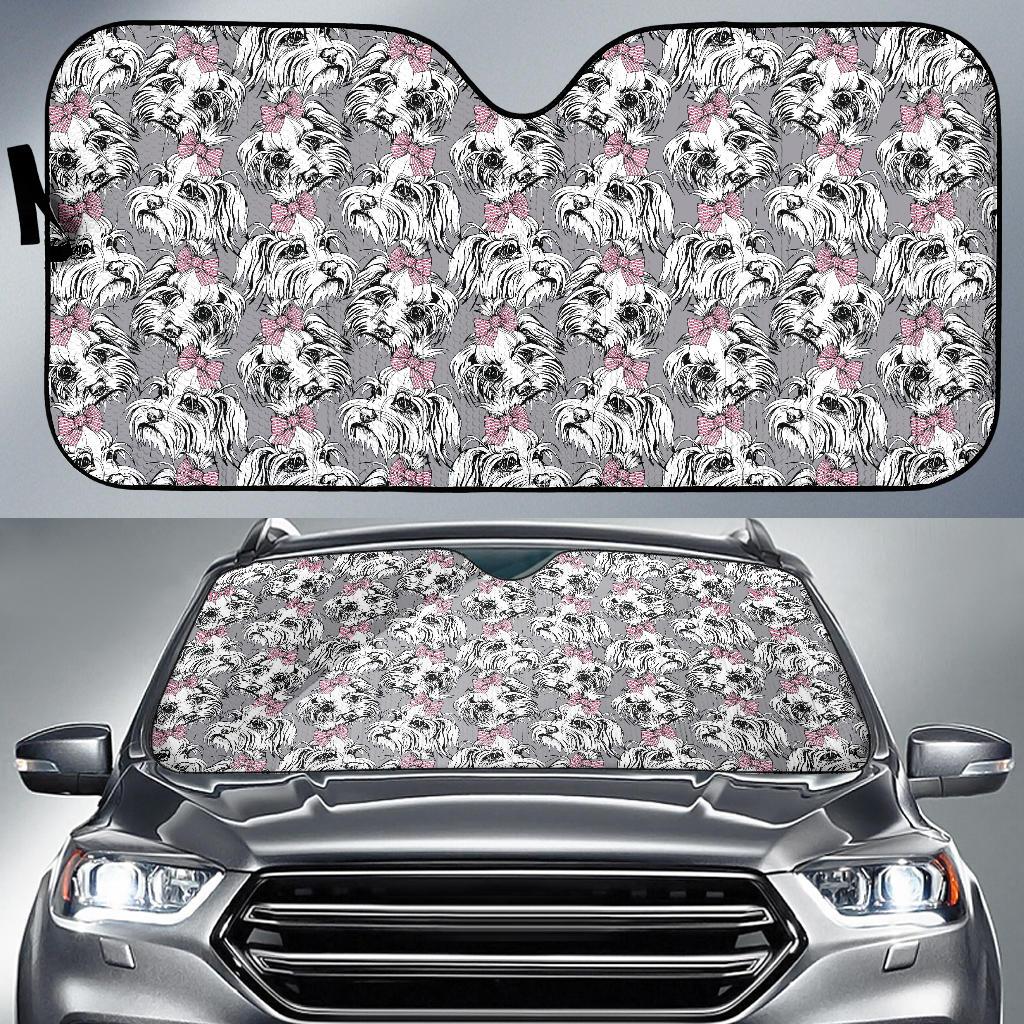 Maltese Pattern Print Design 01 Car Sun Shades-JORJUNE.COM