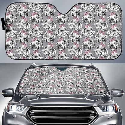 Maltese Pattern Print Design 01 Car Sun Shades-JORJUNE.COM