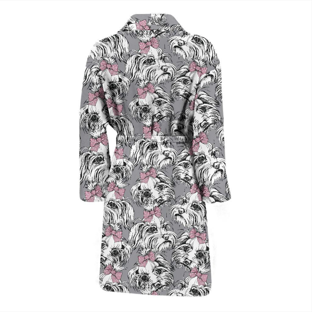 Maltese Pattern Print Design 01 Men Bathrobe-JORJUNE.COM