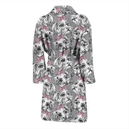 Maltese Pattern Print Design 01 Men Bathrobe-JORJUNE.COM