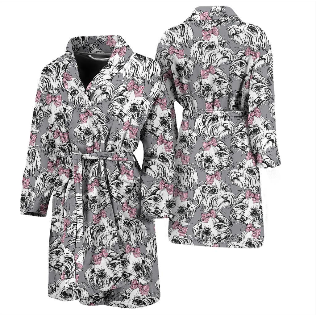 Maltese Pattern Print Design 01 Men Bathrobe-JORJUNE.COM