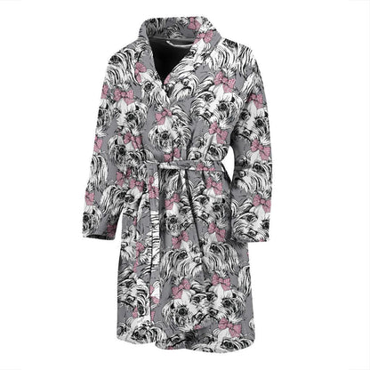 Maltese Pattern Print Design 01 Men Bathrobe-JORJUNE.COM