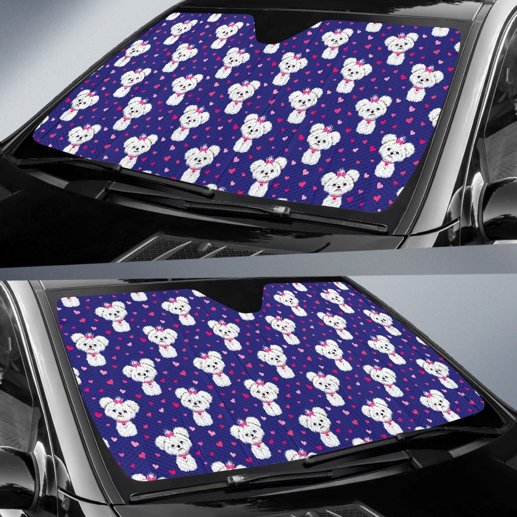 Maltese Pattern Print Design 02 Car Sun Shades-JORJUNE.COM