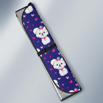 Maltese Pattern Print Design 02 Car Sun Shades-JORJUNE.COM