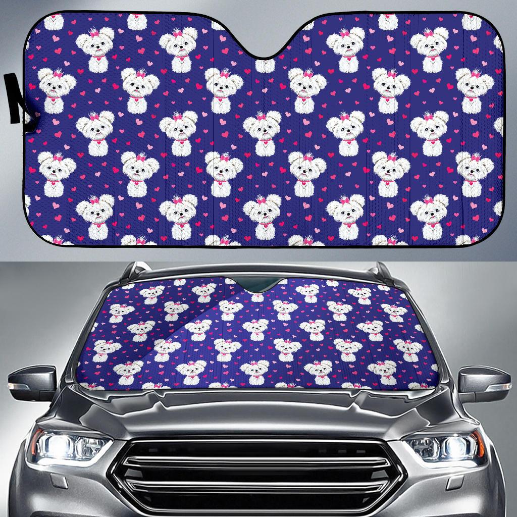 Maltese Pattern Print Design 02 Car Sun Shades-JORJUNE.COM