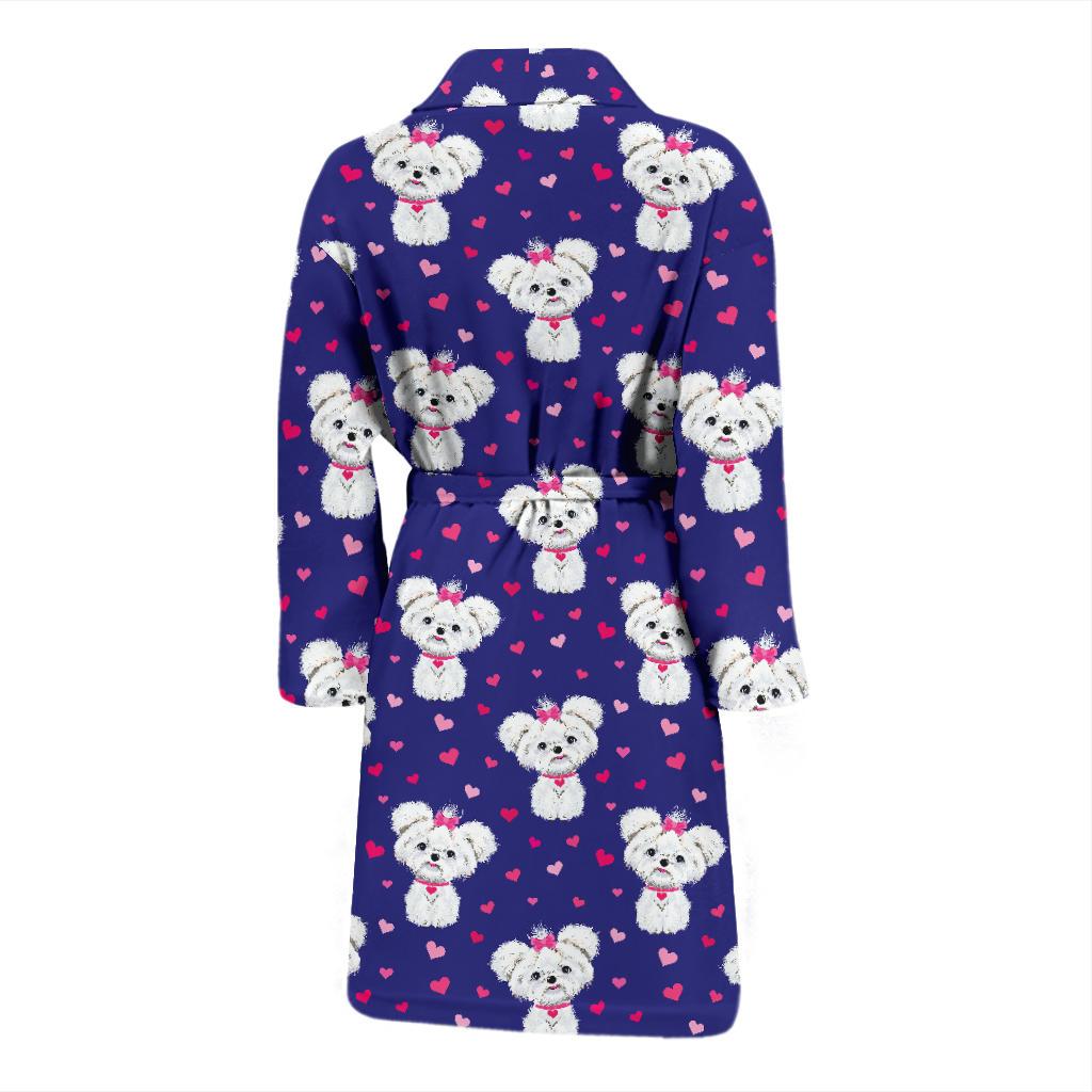 Maltese Pattern Print Design 02 Men Bathrobe-JORJUNE.COM