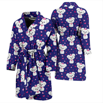 Maltese Pattern Print Design 02 Men Bathrobe-JORJUNE.COM