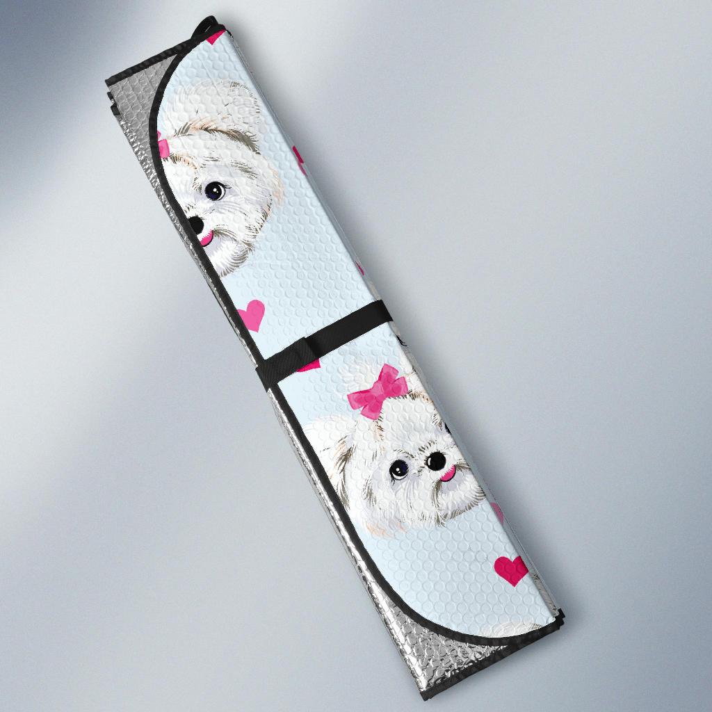 Maltese Pattern Print Design 03 Car Sun Shades-JORJUNE.COM