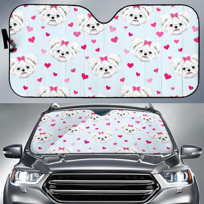 Maltese Pattern Print Design 03 Car Sun Shades-JORJUNE.COM