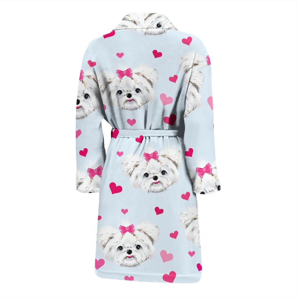 Maltese Pattern Print Design 03 Men Bathrobe-JORJUNE.COM