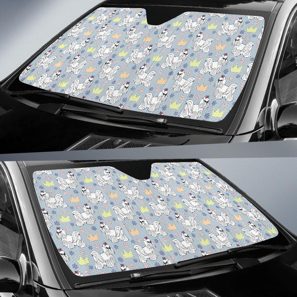 Maltese Pattern Print Design 04 Car Sun Shades-JORJUNE.COM