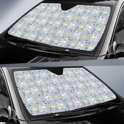 Maltese Pattern Print Design 04 Car Sun Shades-JORJUNE.COM