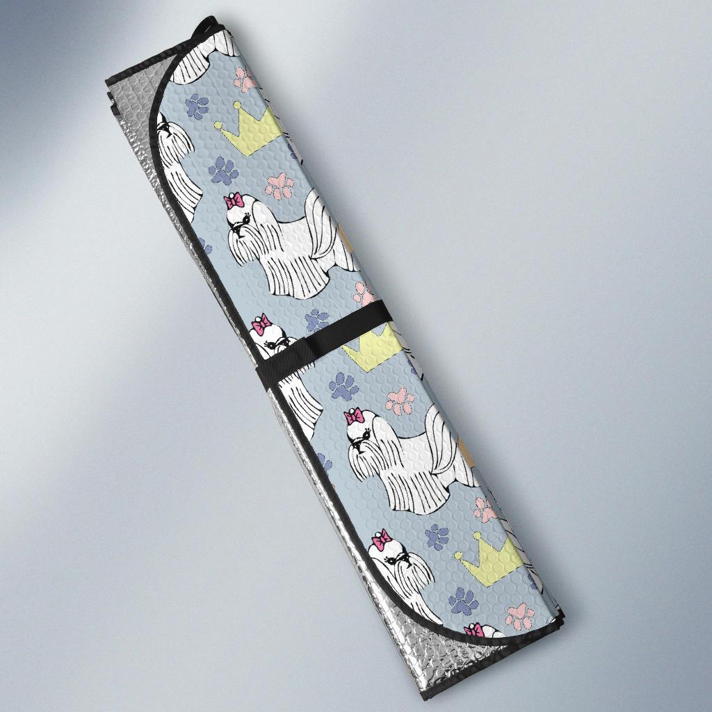 Maltese Pattern Print Design 04 Car Sun Shades-JORJUNE.COM