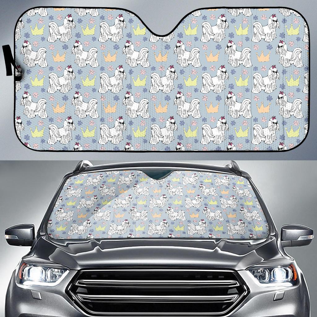 Maltese Pattern Print Design 04 Car Sun Shades-JORJUNE.COM