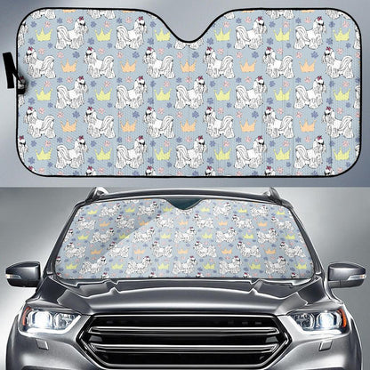 Maltese Pattern Print Design 04 Car Sun Shades-JORJUNE.COM